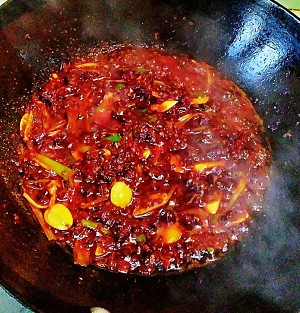 The practice measure of the fish of hemp hot water that boil 8