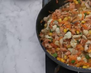 The practice measure that rice of cauliflower of 3 article fish fries a meal 7