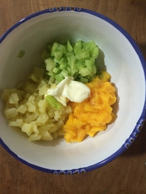 Potato of 3 article fish piece the practice measure of salad 2