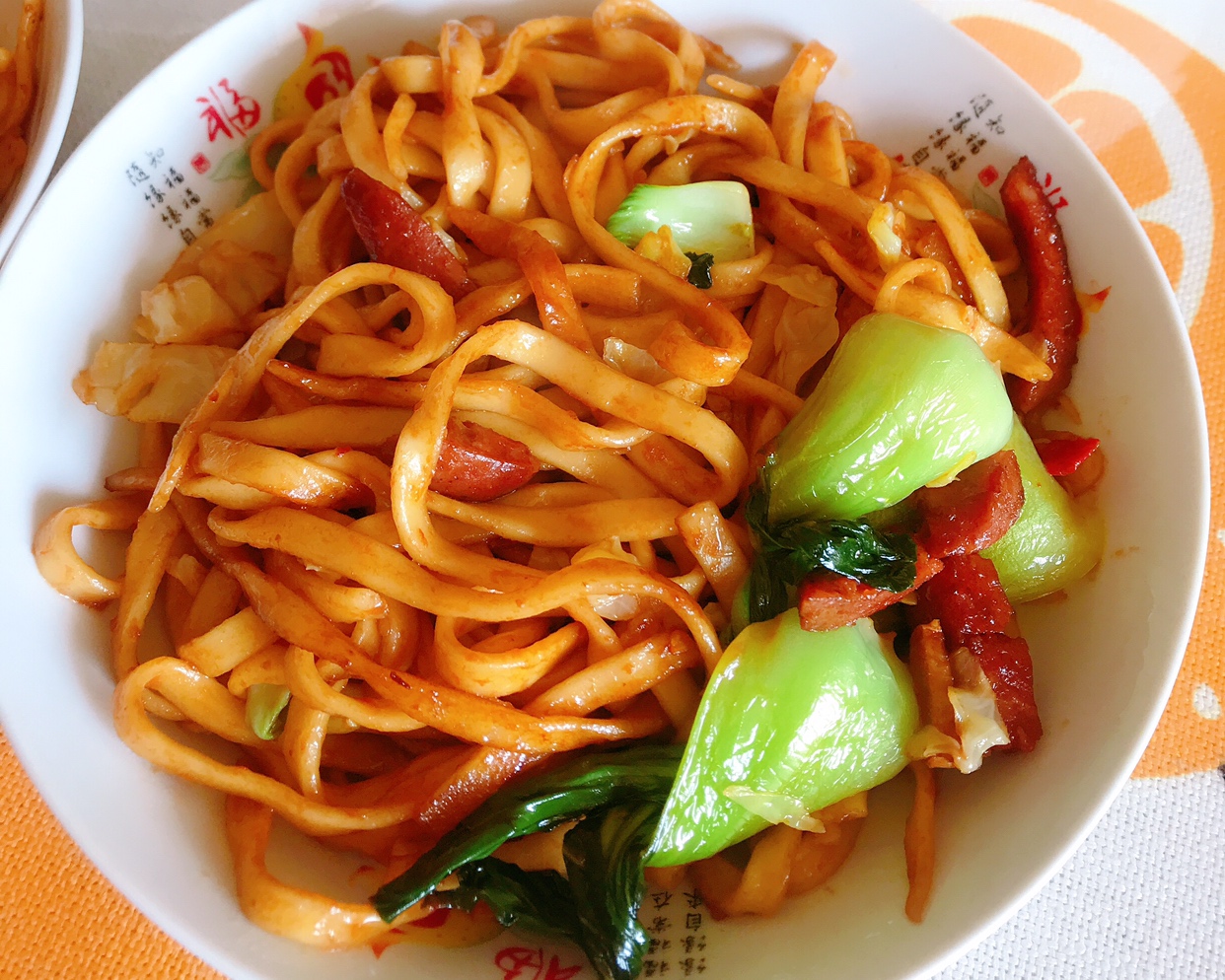 
Exceed the practice of chow mien of delicious ham of quick worker green vegetables
