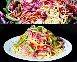 Curry chow mien (chow mien of violet broccoli curry) practice measure 5