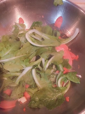 [クイックワーカーが食べる]緑の野菜ハム6のチャウミエンの実践測定