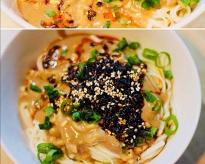 The practice measure of sesame paste noodles served with soy sauce 5