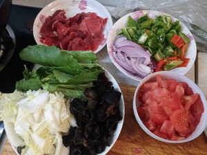 醤油を添えた麺の実習 油っぽい肉の1 