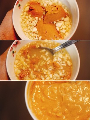The practice measure of sesame paste noodles served with soy sauce 2