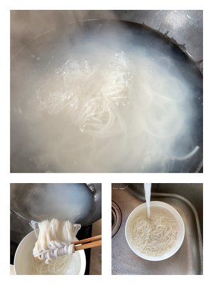 The practice measure of rice-flour noodles of Xianggu mushroom egg 15