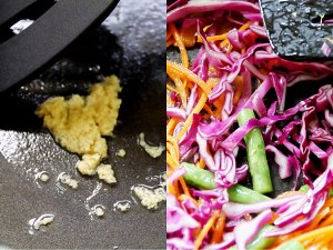 Curry chow mien (chow mien of violet broccoli curry) practice measure 3