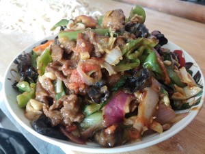 油っぽい肉の醤油を添えた麺の練習法13