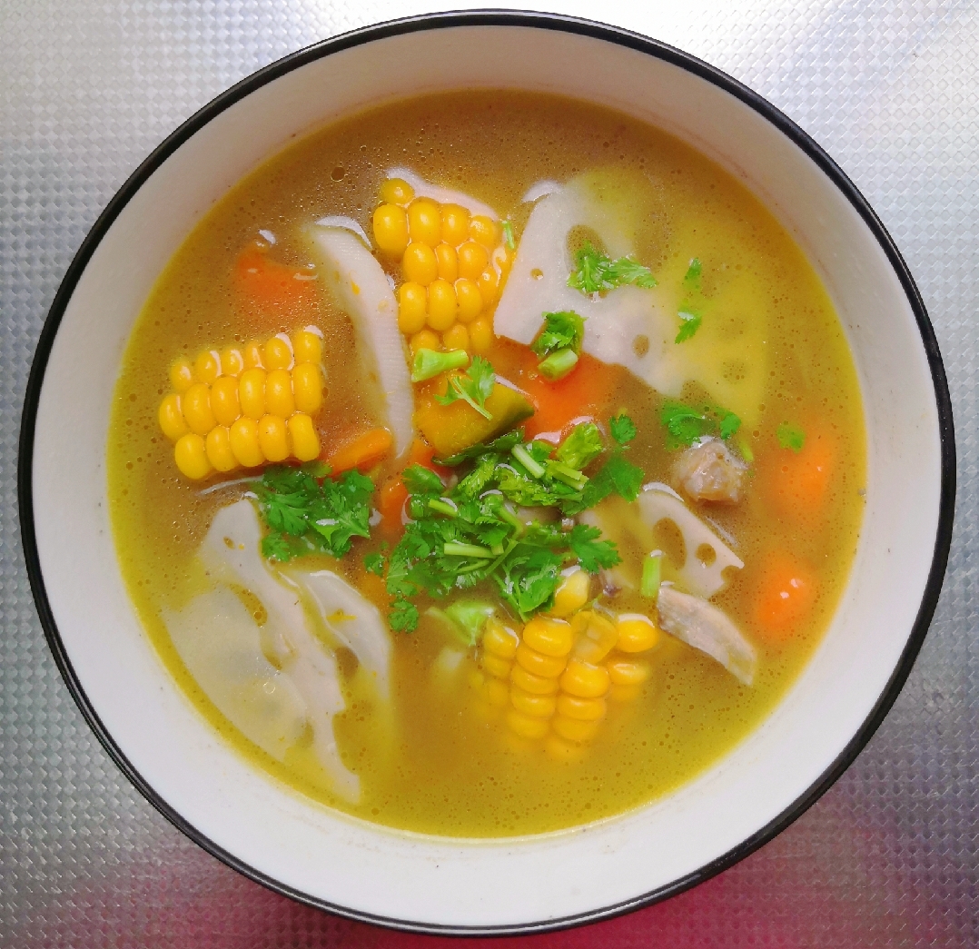 
Soup of preserve one's health of greens of element of Xianggu mushroom corn does not have the practice of difficulty