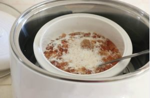 The practice measure of glue of the milk peach that stew 5