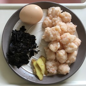 The practice measure of soup of egg of shrimp slippery laver 4