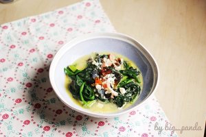 Go up the practice measure of soup spinach 5