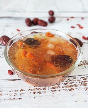 The practice measure of a thick soup of swallow of snow of rice of horn of peach glue black 7
