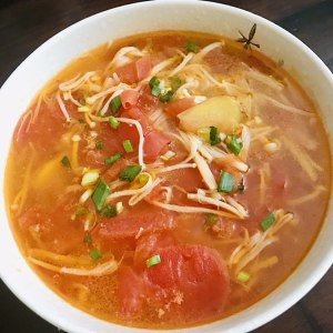 Soup of mushroom of tomato acupuncture needle, the practice measure of super delicacy 5