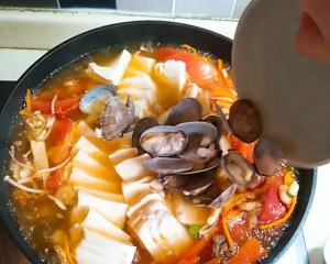 Soup of clam bean curd (reduce weight) practice measure 7