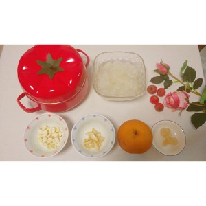 The practice measure of a thick soup of pear of snow of tremella of の rock candy that looks to be able to be done 1