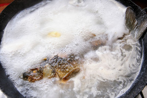 3 crucial step let soup of fish of crucian carp of boiled in clear soup you stew a delicacy of Shang Nong flavour easily the practice measure of the soup of crucian carp fish that lubricious Bai Shi suckles 4