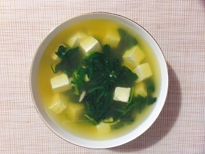 Vegetarian: The practice measure of soup of spinach bean curd 9