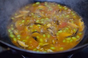 Can mix the practice measure of the boiling water of dawdle of tomato young soya bean that the meal has 8