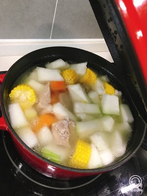 The practice measure of soup of chop of corn of 0 failure wax gourd 5