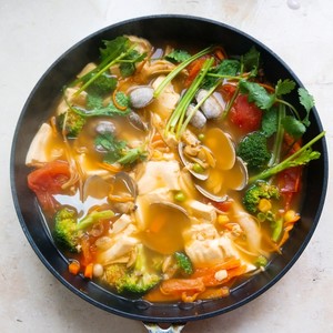 Soup of clam bean curd (reduce weight) practice measure 8