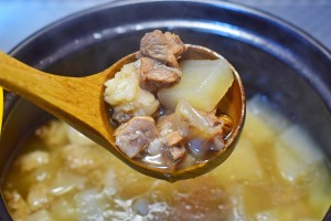 Qiu Dongzi fills - the practice measure of soup of white turnip sirlon 8