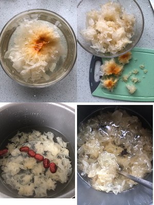 Good beautiful of a bowl of autumn is tasted " embellish lung relieves a cough soup " tremella the practice measure of soup of Gong Zaoxue pear 1