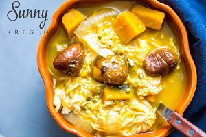The practice measure of 3 eat of healthy · of Piao of pumpkin chestnut chicken broth 3