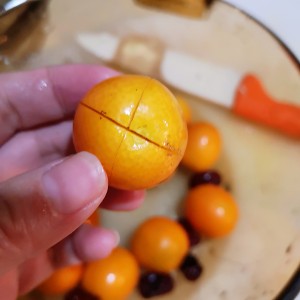 The practice measure of soup of pear of golden orange snow 2