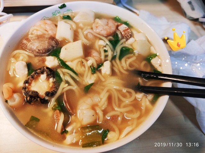 スープ(電気炊飯器の料理)のシーフードヌードルの練習