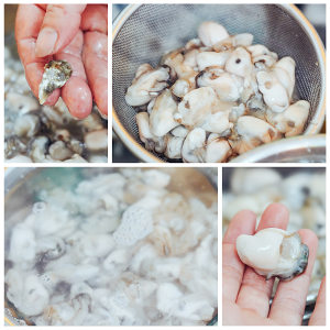 The characteristic oyster bake in a pan of wet Shan mom (unripe oyster / sea Li decoct / Ke young decoct) practice measure 1