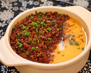 The practice measure of egg of evaporate of ground meat bean curd 21