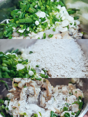 The characteristic oyster bake in a pan of wet Shan mom (unripe oyster / sea Li decoct / Ke young decoct) practice measure 2