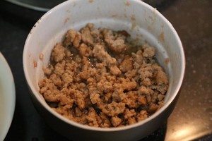 The practice measure of bean curd of ground meat evaporate 4