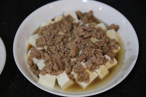 The practice measure of bean curd of ground meat evaporate 5