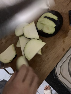 The practice measure of the ground meat aubergine that the novice also can do complete home ten minutes to lick plate 2