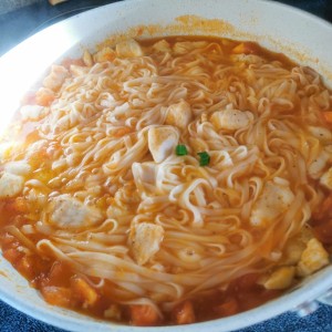 The practice measure of noodles in soup of fish of tomato Ba Sha 8