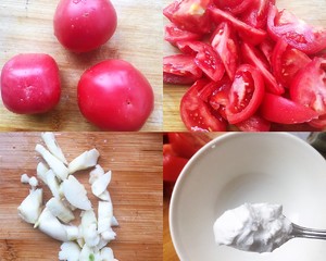 The practice measure that tomato of novice of the daily life of a family fries beautiful dish 2
