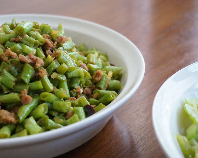 
Horn of ground meat beans (dish of go with rice) practice