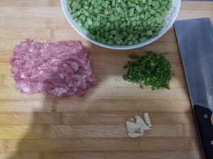 The practice measure that is ～ of delicious horn of ground meat beans 1