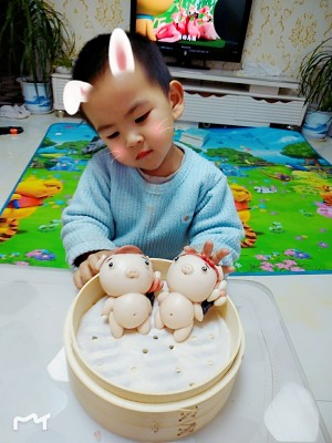The practice measure of steamed bread of little younger sister of pig little younger brother and pig 16