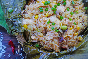 The practice measure of chicken of lotus leaf polished glutinous rice 10