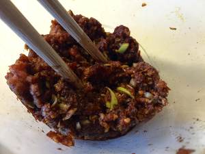 Fleshy foam burns aubergine (dish of inapproachable go with rice) practice measure 1
