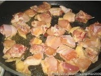 The practice measure of chicken of dry stir-fry before stewing 2