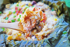 The practice measure of chicken of lotus leaf polished glutinous rice 13