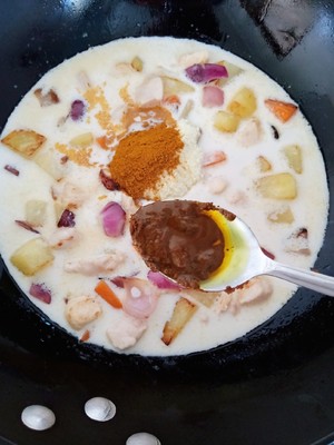 The practice measure of meal of potato of curry chicken willow 6