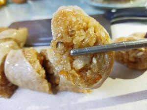 The practice measure of polished glutinous rice of pig bowel fill 10