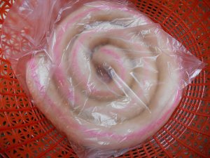 すりつぶしたもち米の豚の大腸（豚腸中子）練習対策1