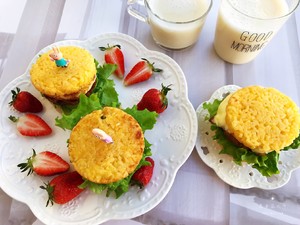The practice measure of hamburger of rice of egg of gold pig willow 14