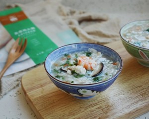 [small breast of sun cereal chicken] the practice measure of congee of Xianggu mushroom of shelled fresh shrimps of digestible chicken Chengdu 13